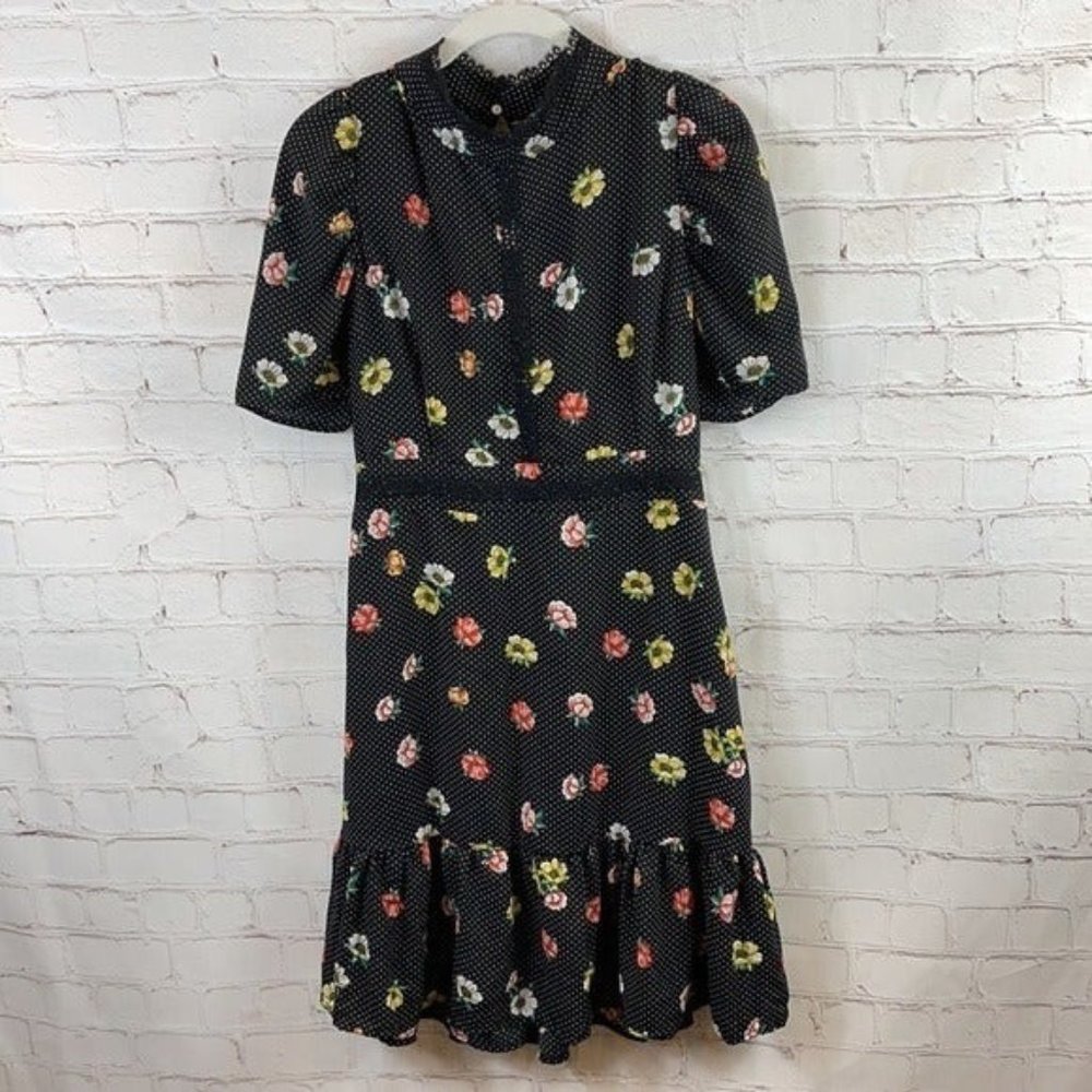Hayden Midi Summer Dress Floral Spring Asian Retro Pinup Vibe Polkadot Cutout L
